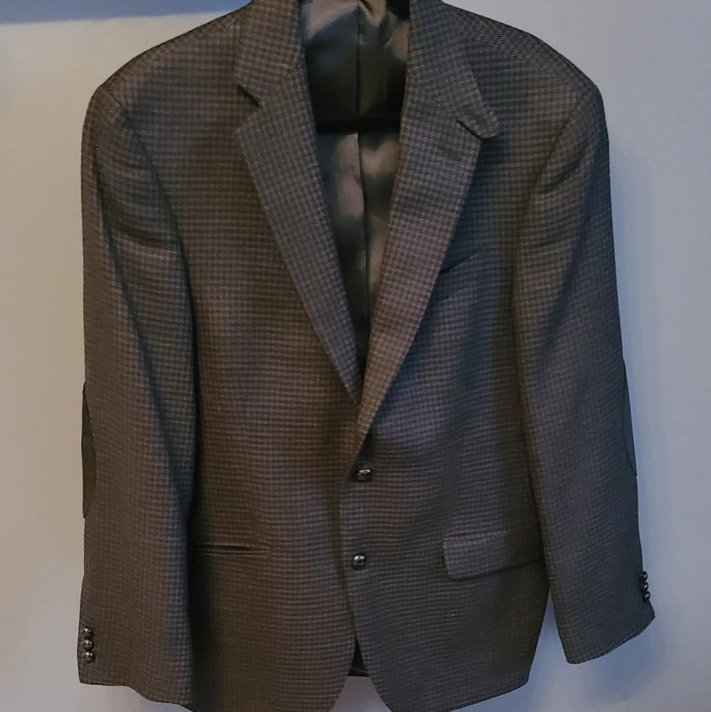 Stafford Wool Sport Blazer Houndstooth Print Sz .40 Medium